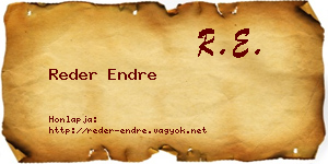 Reder Endre névjegykártya